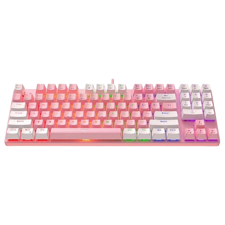 Gaming Keyboard Havit KB512L, Mechanical, Blue SW, RGB, 89 Keys, US Layout,1.5m, USB, Pink+White Gaming Keyboard Havit KB512L, Mechanical, Blue SW, RGB, 89 Keys, US Layout,1.5m, USB, Pink+White
