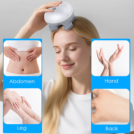 Adomii Smart Scalp Head Massager Portable Wet & Dry, White