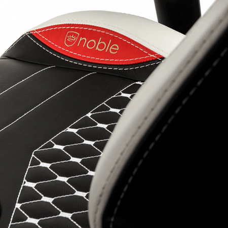Gaming Chair Noble Epic NBL-RL-EPC Black/Red/White Real Leather,  Max load 120kg / height 165-180cm