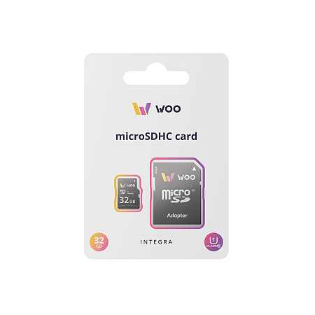 WOO MicroSD Card UHS-I (U1) (C10) + SD Adapter, Integra, 32 GB WOO MicroSD Card UHS-I (U1) (C10) + SD Adapter, Integra, 32 GB