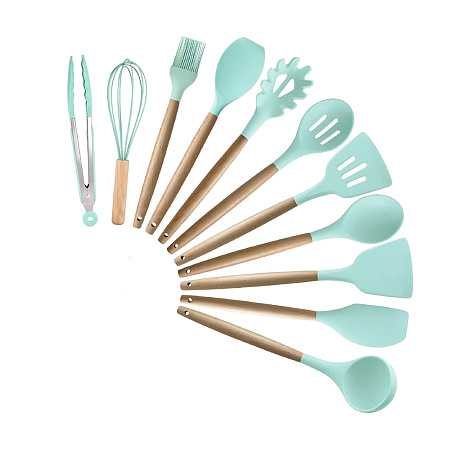 Kitchen Utensils 12 Pcs Set (Small Size), Light Blue