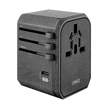 Uniq Tavel Adapter Charcoal 18W, Black