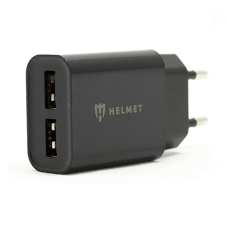 Helmet Wall Charger with Cable USB to Micro-USB 2xUSB 2.4A, Black Helmet Wall Charger with Cable USB to Micro-USB 2xUSB 2.4A, Black