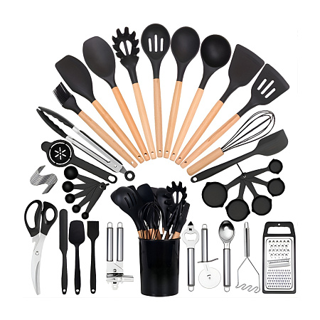 Kitchen Utensils 44 Pcs Set, Black