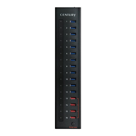 USB  3.0 Hub 16-port Century "CHM-U3P16" Black, (+Power Adapter 12V, 6.5A)