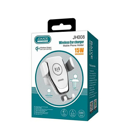 Jokade Car Wireless Charging Gravity 15W Baiye JH008, White Jokade Car Wireless Charging Gravity 15W Baiye JH008, White