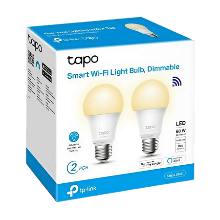 TP-LINK "Tapo L510E(2-pack)", Smart Wi-Fi LED Bulb with Dimmable Light, 2700K, 806lm