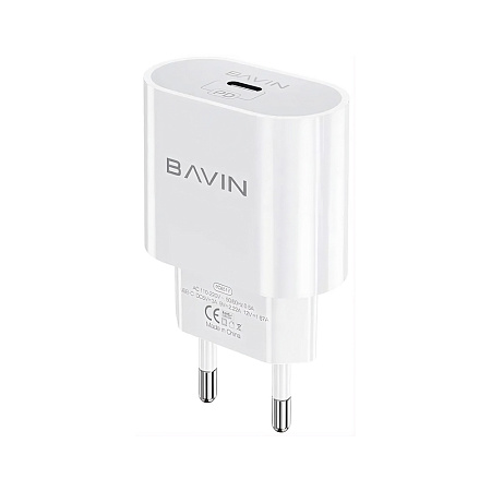 BAVIN Wall Charger PD 20W Fast Charge, Type-C Port, White