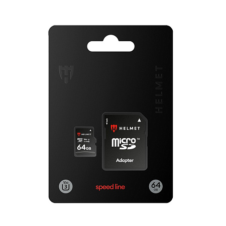 Helmet MicroSD Card UHS-I (U3) (V30) + SD Adapter, Speed Line, 64 GB