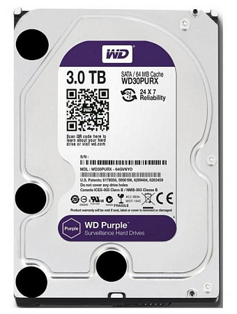 3.5" HDD 3.0TB-SATA- 64MB Western Digital "Purple (WD30PURZ)", Surveillance, CMR 3.5" HDD 3.0TB-SATA- 64MB Western Digital "Purple (WD30PURZ)", Surveillance, CMR