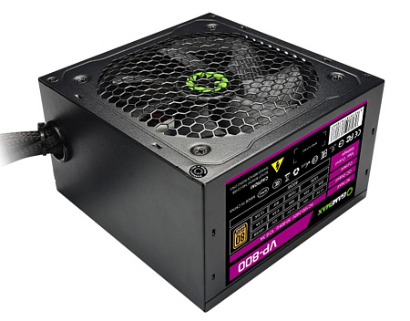 Power Supply ATX 800W GAMEMAX VP-800, 80+ Bronze, 120mm, Active PFC, Fanless mode, Black Power Supply ATX 800W GAMEMAX VP-800, 80+ Bronze, 120mm, Active PFC, Fanless mode, Black