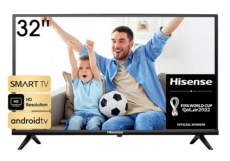 32" LED SMART Телевизор Hisense 32A4HA, 1366x768 HD, Android TV, Чёрный