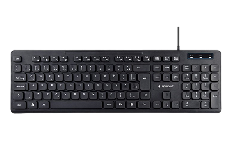 Keyboard Gembird KB-MCH-04, Slimline, Silent, 12 FN keys, Chocolate type, 1.4m, USB, EN/RU, Black