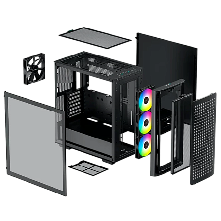 Case ATX Deepcool CK560, w/o PSU, 3x120mm ARGB & 1x140mm fans, USB-C, 2xUSB3.0, Tempered Glass, VGA 