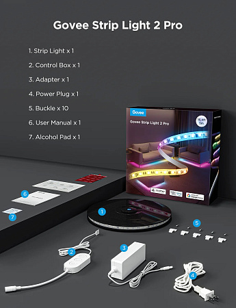 Световая полоса GOVEE RGBICWW LED Strip Light 2 Pro 5m Световая полоса GOVEE RGBICWW LED Strip Light 2 Pro 5m