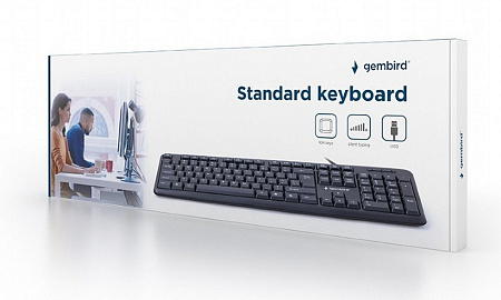 Keyboard Gembird KB-U-103, Standard, Full size, Silent, 1.5m, USB, EN/RU, Black Keyboard Gembird KB-U-103, Standard, Full size, Silent, 1.5m, USB, EN/RU, Black