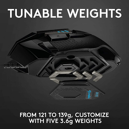 Gaming Wireless Mouse Logitech G502, 25, 6k dpi 11 buttons, 400IPS, 40G, 114g+16g, 1000Hz, 60h, Ergo