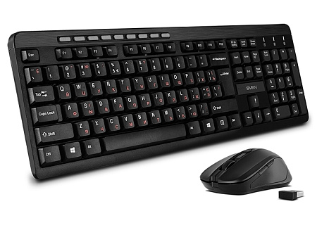 Wireless Keyboard & Mouse SVEN KB-C3400W, Multimedia, Splash proof, 1600 dpi, 6 buttons, Ambidextrou