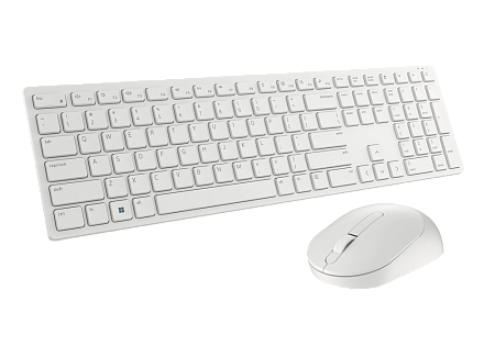 Wireless Keyboard & Mouse Dell KM5221W, Multimedia keys, 2.4Ghz, Russian, White