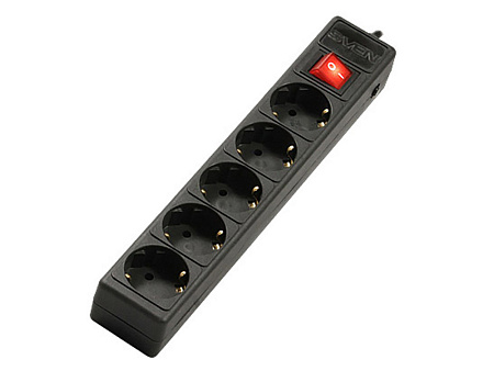 Surge Protector 5 Sockets, 1.8m, Sven Optima Base, BLACK flame-retardant material Surge Protector 5 Sockets, 1.8m, Sven Optima Base, BLACK flame-retardant material