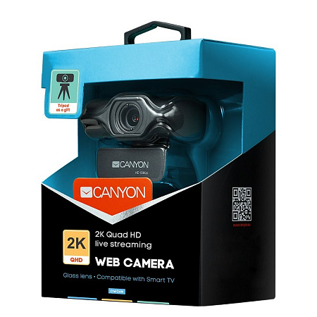 Веб-камера Canyon C6, Quad HD, Чёрный
