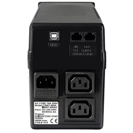 UPS PowerCom BNT- 800AP 800VA/480W Line Interactive, AVR, RJ45, USB, 2*IEC Sockets