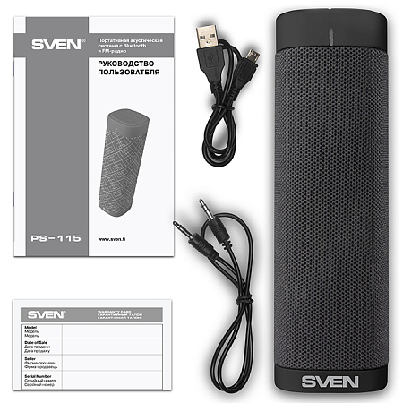 Speakers SVEN "PS-115" 10w, TWS, Black, Bluetooth, microSD, FM, AUX, Mic, 1800mA Speakers SVEN "PS-115" 10w, TWS, Black, Bluetooth, microSD, FM, AUX, Mic, 1800mA