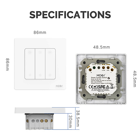 Moes Zigbee + RF Star Ring Curtain Switch 3A (Neutral Required), White