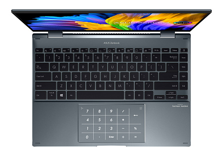 Ноутбук 14" ASUS Zenbook 14 Flip OLED UP5401EA, Pine Grey, Intel Core i5-1135G7, 8Гб/256Гб, Без ОС