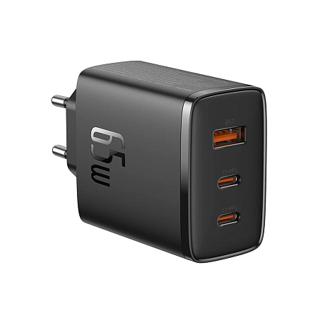 Baseus Wall Charger GaN 2*Type-C+1*USB-A 65W, Cube Pro Series, Cluster Black