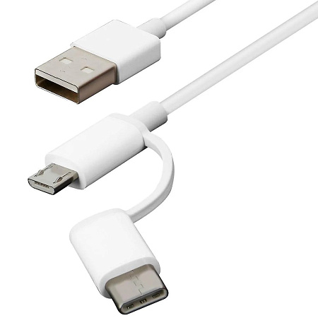 Xiaomi Mi Cable 2 in1 Type-A to MicroUSB/ Type-C 100cm, White
