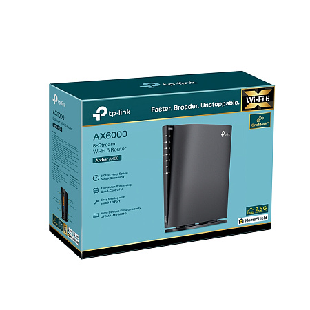 Wi-Fi 6 Dual Band TP-LINK Router "Archer AX80", 6000Mbps, OFDMA, MU-MIMO,1x2.5Gbit LAN/WAN, USB3.0