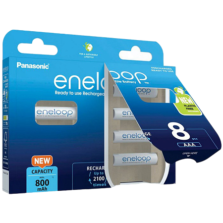  AAA  Eneloop 800mAh, Blister*8, Panasonic, BK-4MCDE/8BE