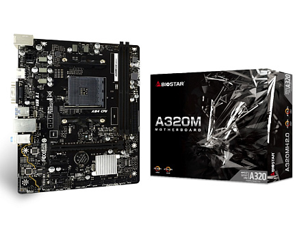 BIOSTAR A320MH 2.0, Socket AM4, AMD A320, Dual 2xDDR4-2933, APU AMD graphics, VGA, HDMI, 1xPCIe X16,процессоры ,оперативная память, ssd, M2, hdd, кейсы