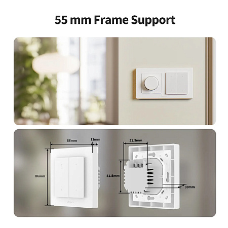 Aqara Zigbee/ Thread Light Switch H2 EU ( 4 Buttons, 2 Channels), White
