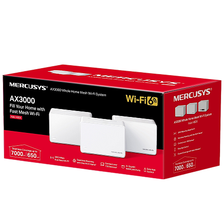Whole-Home Mesh Dual Band Wi-Fi 6 System MERCUSYS, "Halo H80X(3-pack)", 3000Mbps, MU-MIMO,Gbit Ports