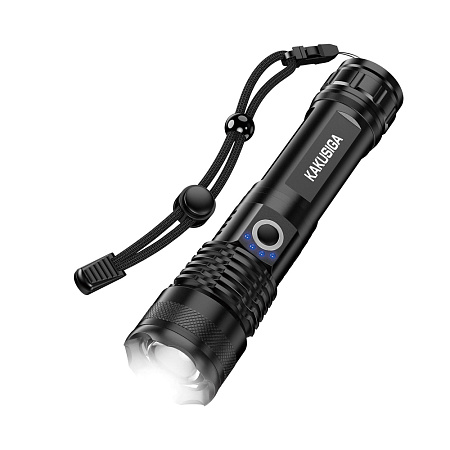 KAKU KSC-1558 Outdoor Telescopic Zoom LED High-Brightness Flashlight, Black