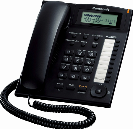 Telephone Panasonic KX-TS2388UAB, Black, LCD, AOH, Caller ID, Sp-phone, iphone, xiaomi, samsung, oppo, чехол, стекло