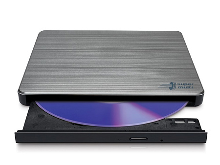 External Portable Slim 8x DVD-RW Drive Hitachi-LG Data Storage "GP60NB60", Silver, (USB2.0), Retail