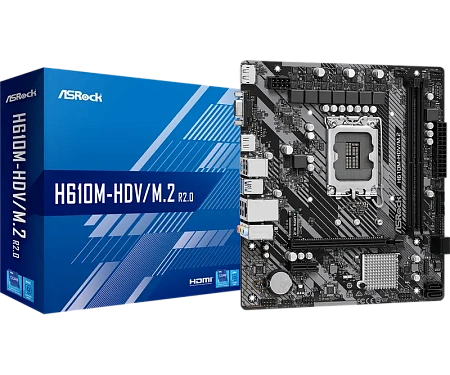 Материнская плата ASRock H610M-HDV/M.2 R2.0, LGA1700, Intel H610, Micro-ATX