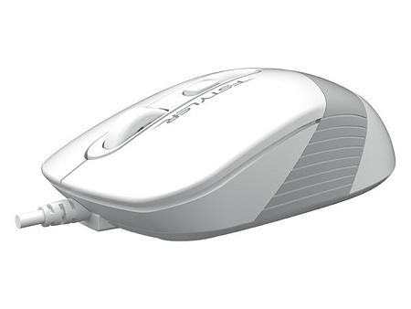 Mouse A4Tech FM10, 800-1600 dpi, 4 buttons, 108g, Ambidextrous, 4-Way Wheel, 1.5m, USB, White/Grey