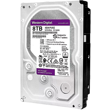 3.5" HDD  8.0TB-SATA-256MB Western Digital  "Purple Surveillance (WD81PURZ)"