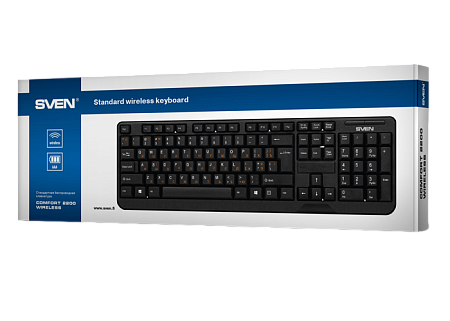Клавиатура SVEN KB-C2200W, Беспроводное, Чёрный