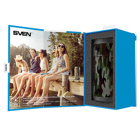 Speakers SVEN "PS-210" 12w(2*6), Camouflage, Bluetooth, TWS, IPx6,microSD,FM,AUX, USB, Mic,1500mA Speakers SVEN "PS-210" 12w(2*6), Camouflage, Bluetooth, TWS, IPx6,microSD,FM,AUX, USB, Mic,1500mA