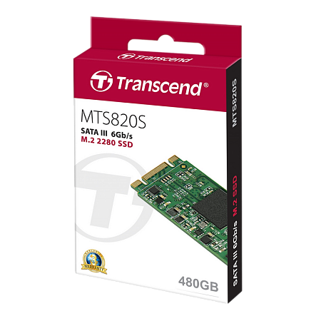 .M.2 SATA SSD  480GB Transcend "TS480GMTS820S" [80mm, R/W:560/510MB/s, 50K/75K IOPS, SM2258, 3D TLC]