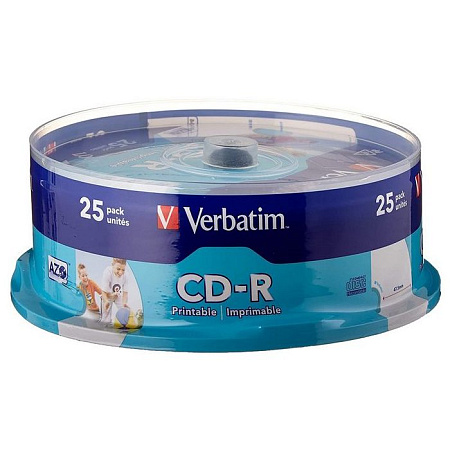 CD-R   Printable  25*Cake, Verbatim, 700MB, 52x, AZO, Printable ID Brand