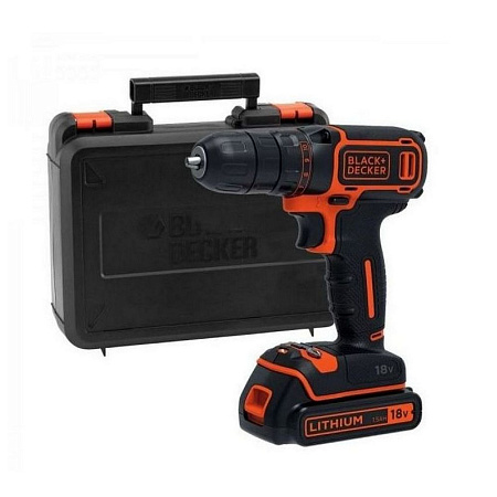Drill/Driver Black+Decker (BDCDC18KB-QW) 18V Li-Ion 2x1.5 Ah + Kitbox, LED, 0-650 rpm, 30 Nm