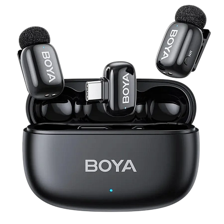 Портативный записывающий микрофон Boya mini 2-02, Беспроводной, Черный