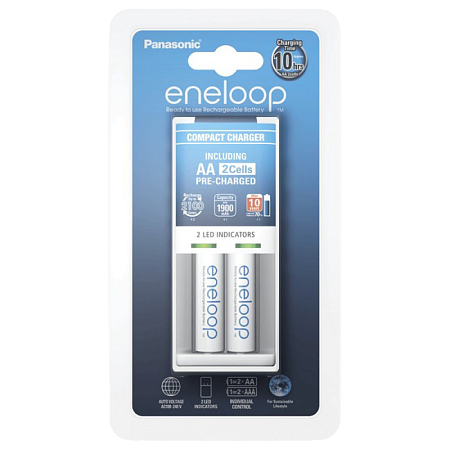 Panasonic "Basic" Charger 2-pos AA/AAA + 2AA 1900mAh, K-KJ50MCC20E