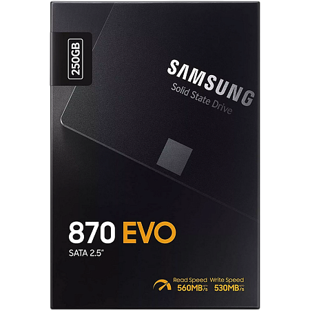 2.5" SATA SSD  250GB Samsung 870 EVO "MZ-77E250B" [R/W:560/530MB/s, 98K IOPS, MGX, V-NAND 3bit MLC]